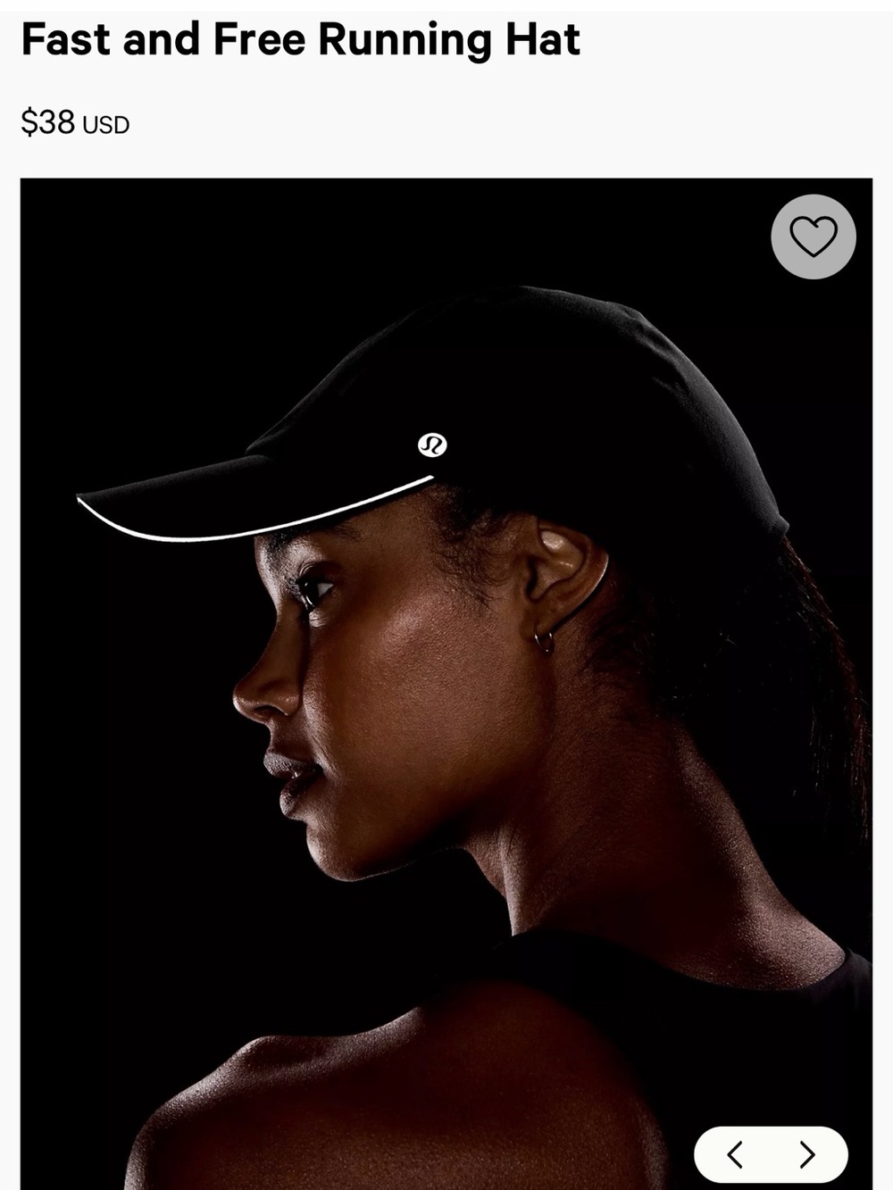 lululemon athletica Fast and Free Running Hat - Black with White Trim